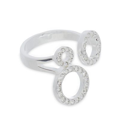 Silver plated triple circle embellished ring